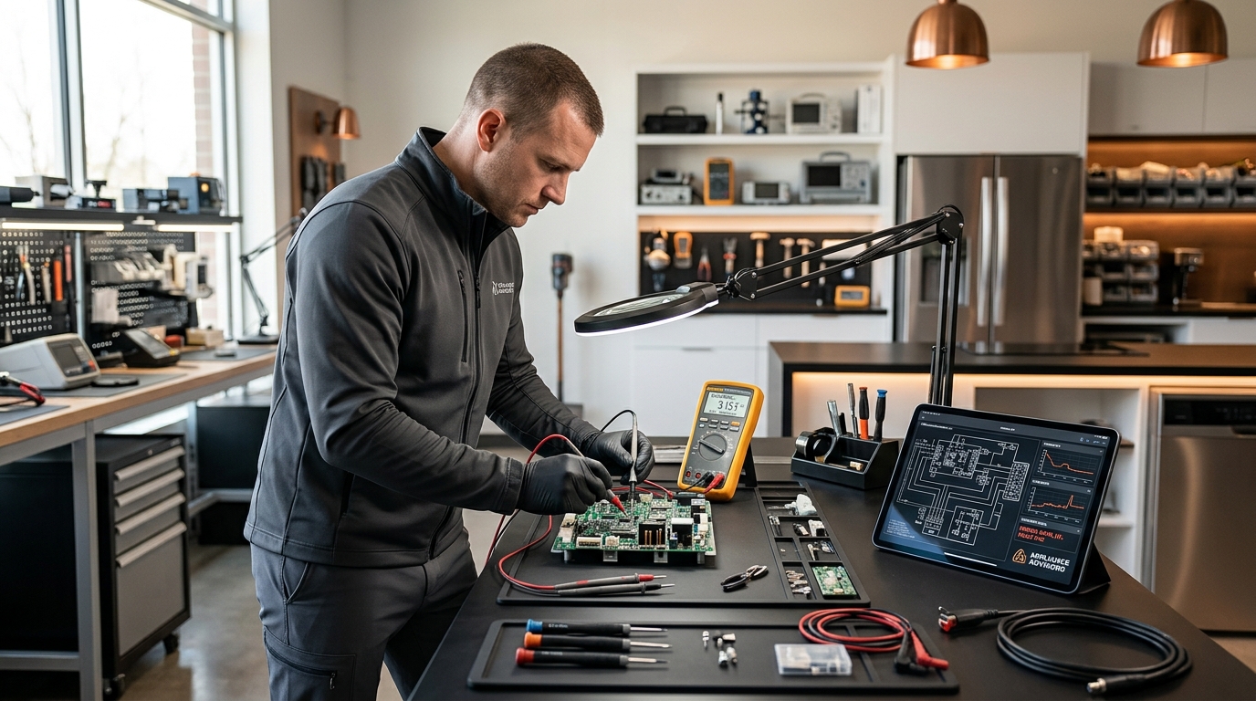 Professional appliance and electronics repair diagnostic lab